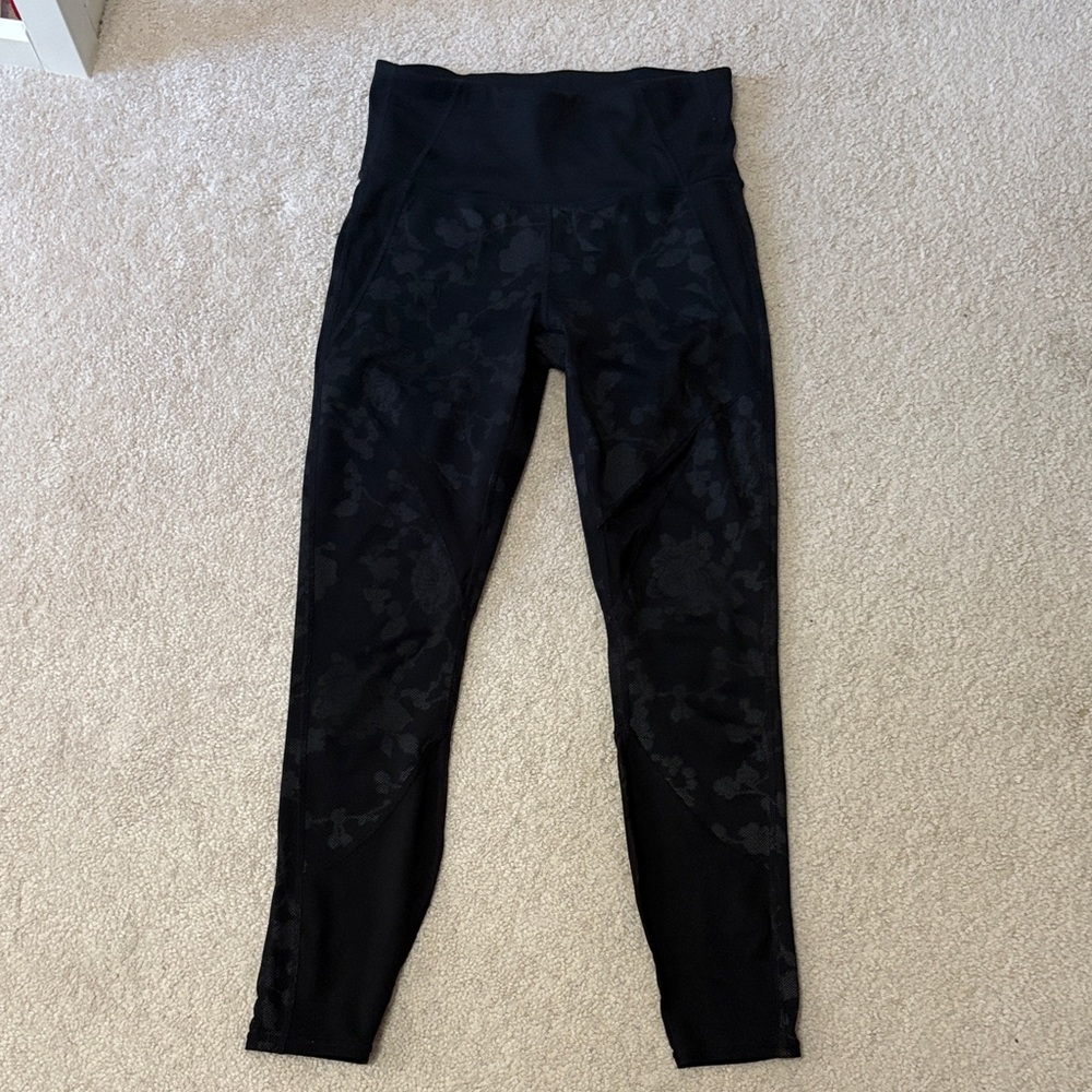 Athleta  Floral Black Leggings